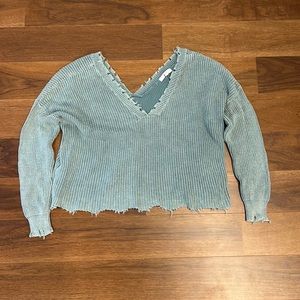 Fate Vneck Sweater with frayed hem- Size Small